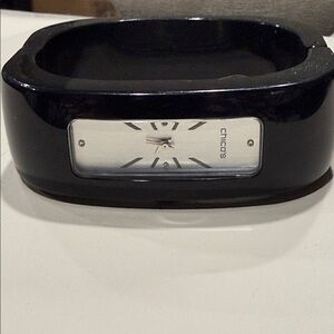 Chico's Black Wristband Watch with Silver Face
